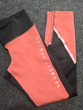 Under Armour ColdGear Compression Leggings M Fractal Pink Black Colorblock Athle
